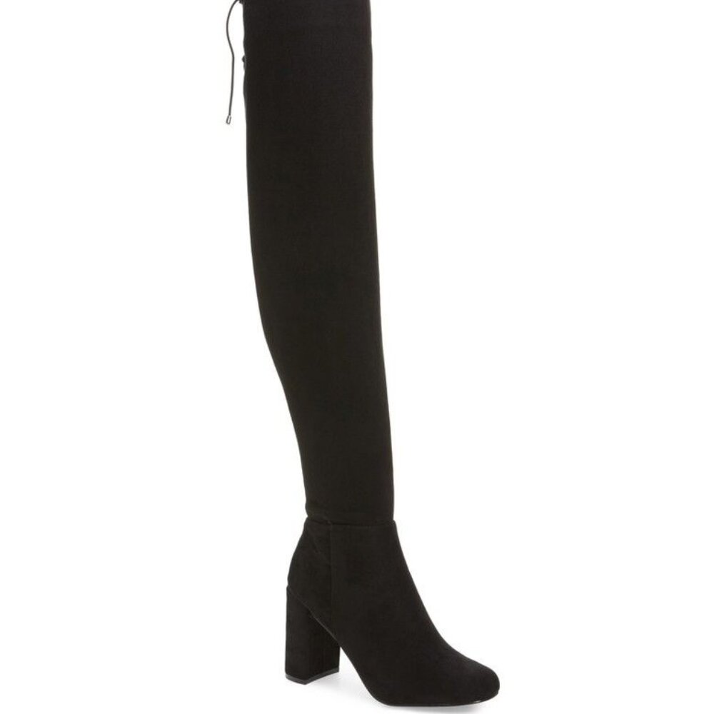 Chinese Laundary Krush Size 6 Over the Knee Boot Black Faux Suede Pull On Tie